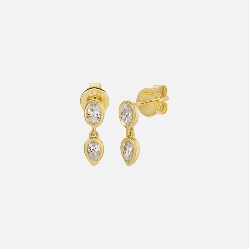 Isa Grutman Double Drop Studs 14K Gold - Yellow Gold