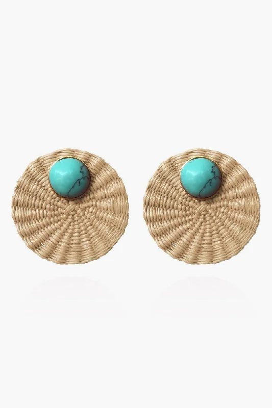 Light Brown Iraca Turquoise Studs