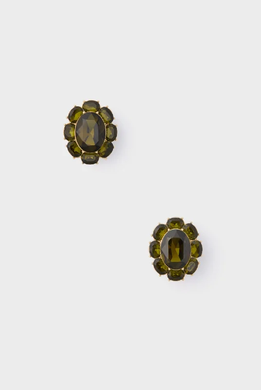 Olive Crystal Emaline Studs