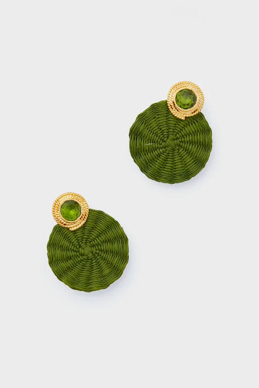 Olive Green Iraca Dulcinea Studs