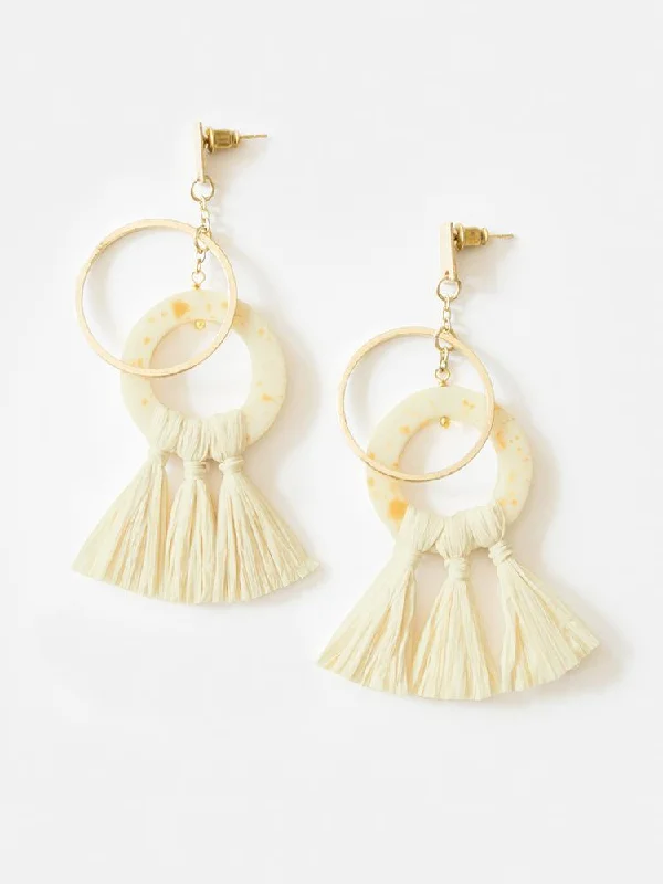 Popcorn Raffia Studs - Yellow