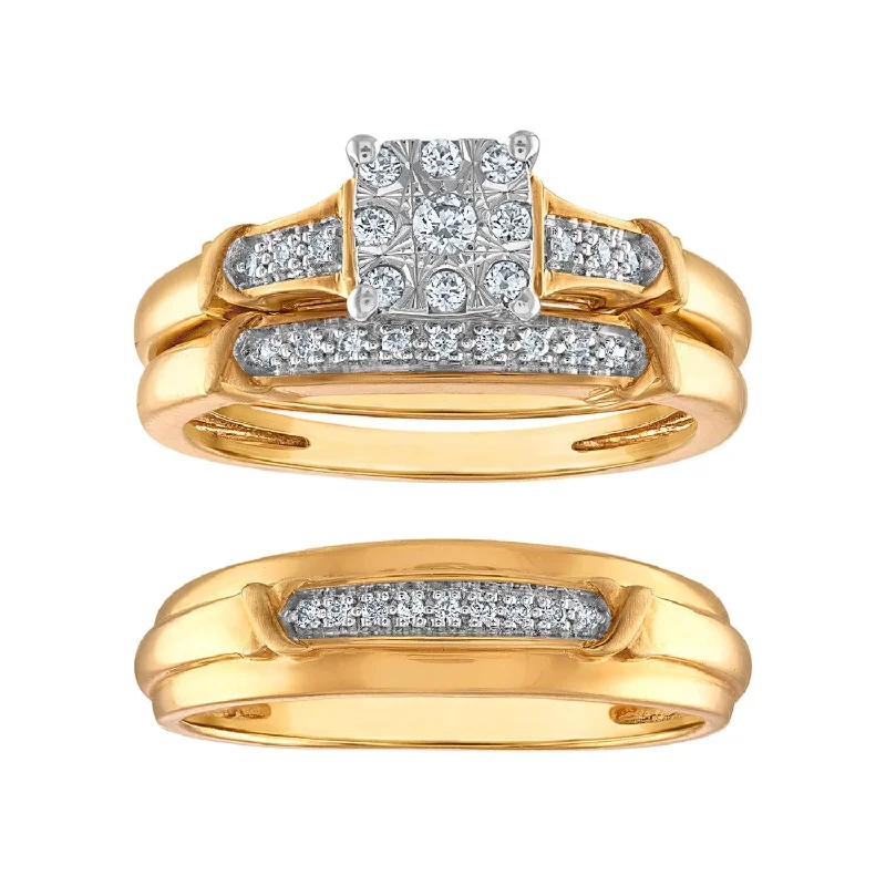 Bestselling Jewelry At Special Promotional Rates 1/4 CTW Diamond Wedding Trio Set in 10KT White and Yellow Gold Bestselling Jewelry At Special Promotional Rates 1/4 CTW Diamond Wedding Trio Set in 10KT White and Yellow Gold