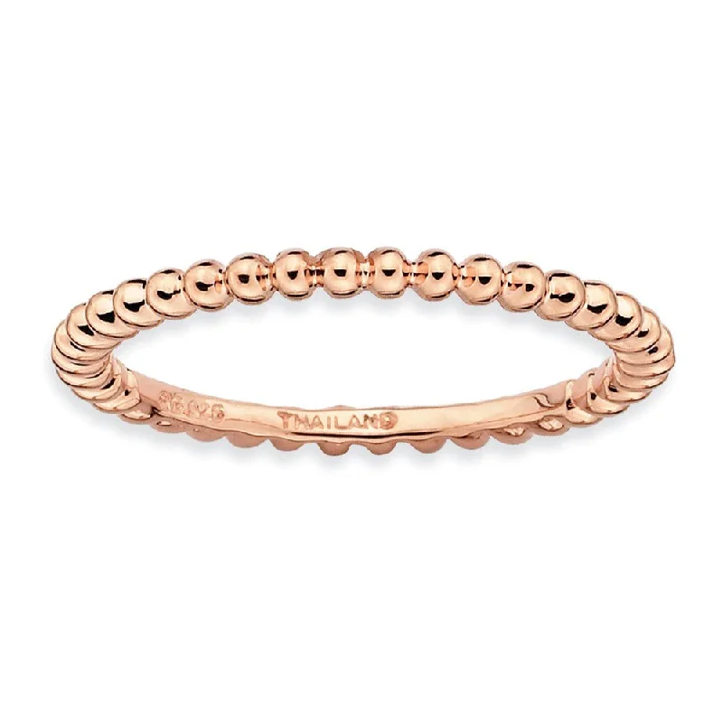 High-Quality Jewelry At A Fraction Of The Cost 1.5mm 14k Rose Gold Plated Sterling Silver Stackable Beaded Band High-Quality Jewelry At A Fraction Of The Cost 1.5mm 14k Rose Gold Plated Sterling Silver Stackable Beaded Band
