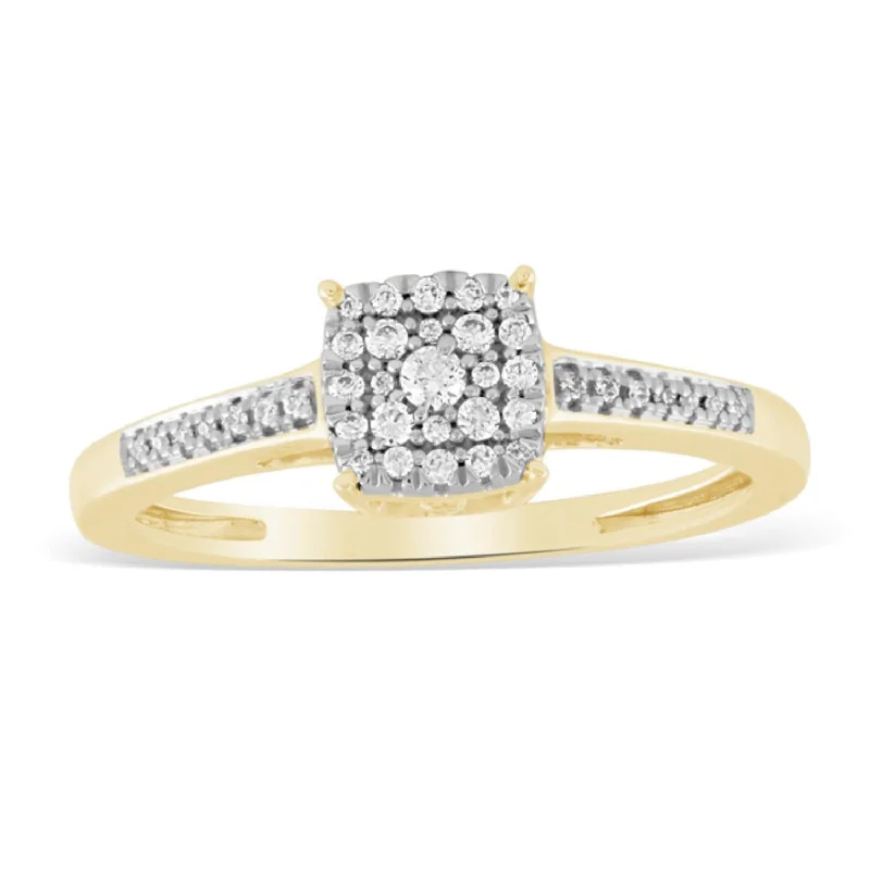 Affordable Glamour – Premium Jewelry At Special Prices 1/7 CTW Diamond Engagement Cluster Ring in 10KT Yellow Gold Affordable Glamour – Premium Jewelry At Special Prices 1/7 CTW Diamond Engagement Cluster Ring in 10KT Yellow Gold