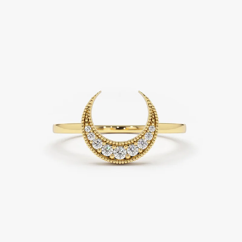 High-End Sparkle, Low-End Prices – Jewelry Sale Live 14K Gold Crescent Moon Diamond Ring