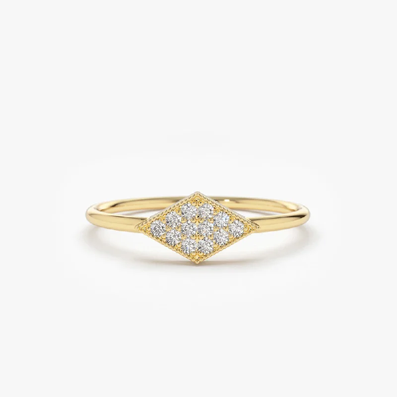 Final Call For Exquisite Jewelry At Reduced Rates 14K Gold Diamond Shape Micro Pave Ring Final Call For Exquisite Jewelry At Reduced Rates 14K Gold Diamond Shape Micro Pave Ring