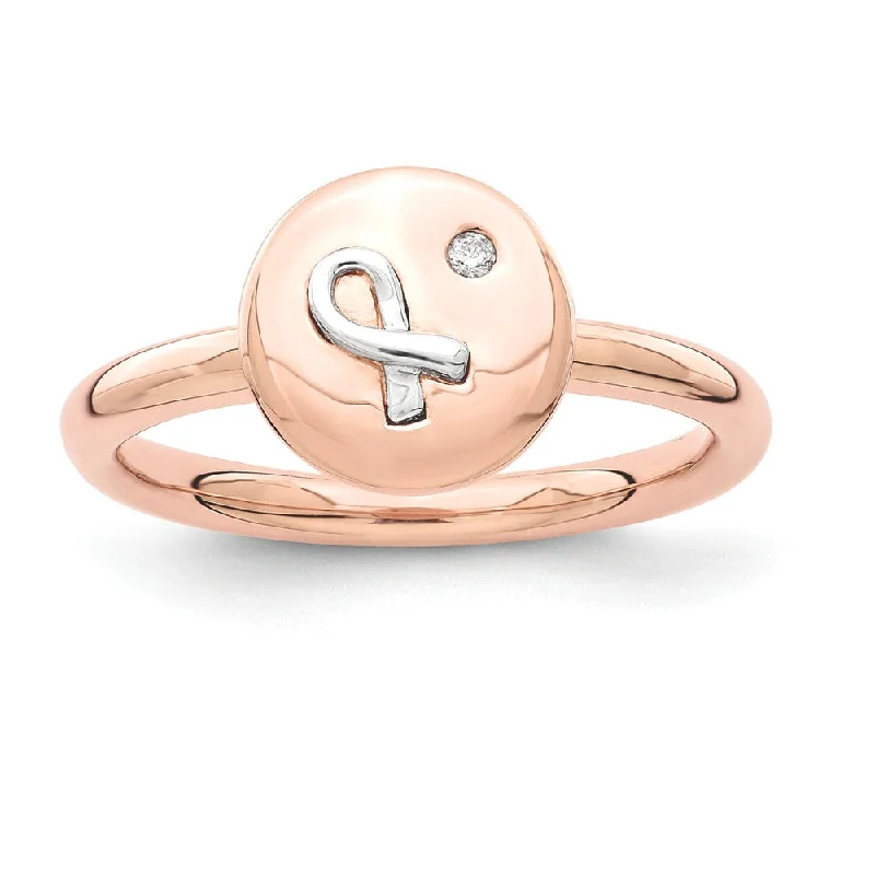 Jewelry Deals That Outshine The Rest 14k RG/WG-Plated Sterling Silver & Diamond 10mm Ribbon Disc Stack Ring Jewelry Deals That Outshine The Rest 14k RG/WG-Plated Sterling Silver & Diamond 10mm Ribbon Disc Stack Ring