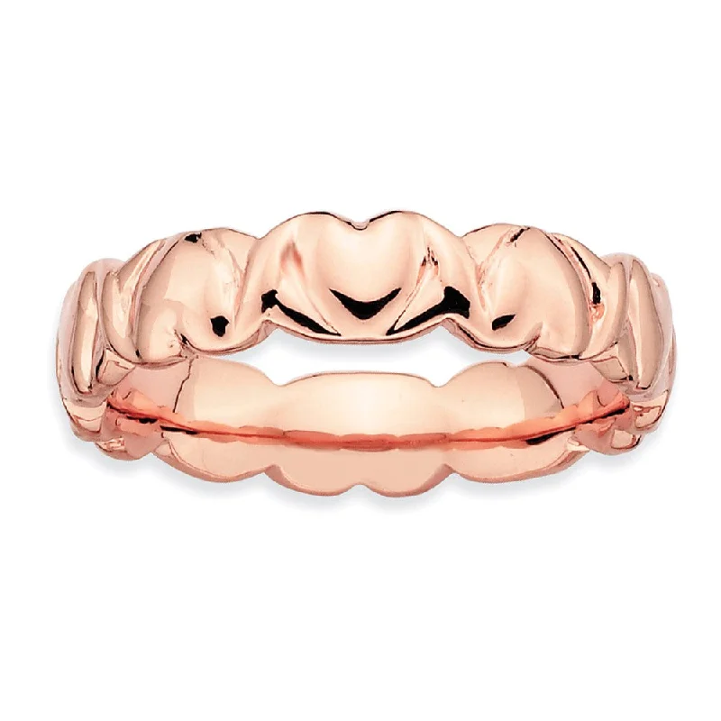Fine Jewelry, Limited-Time Offers Available 14k Rose Gold Plate Sterling Silver Hearts Stackable 4.5mm Band Fine Jewelry, Limited-Time Offers Available 14k Rose Gold Plate Sterling Silver Hearts Stackable 4.5mm Band