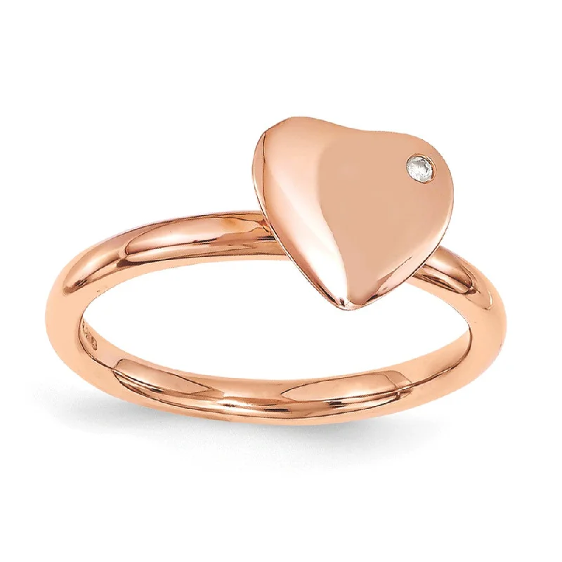 Luxury Meets Affordability – Jewelry Sale Live Now 14k Rose Gold Plated Sterling Silver 8mm Heart 1pt Diamond Stack Ring Luxury Meets Affordability – Jewelry Sale Live Now 14k Rose Gold Plated Sterling Silver 8mm Heart 1pt Diamond Stack Ring