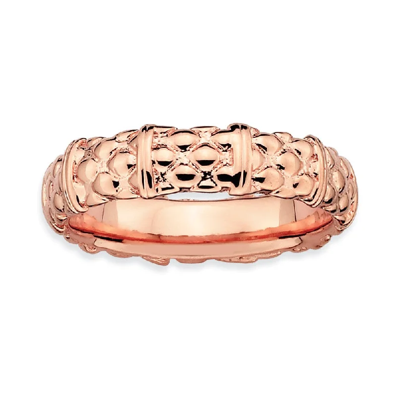 Limited-Stock Jewelry Sale – Once It's Gone, It's Gone 14k Rose Gold Plated Sterling Silver Divided Pattern 4.25mm Stack Band Limited-Stock Jewelry Sale – Once It's Gone, It's Gone 14k Rose Gold Plated Sterling Silver Divided Pattern 4.25mm Stack Band
