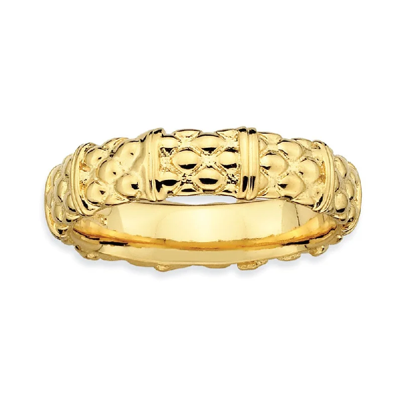 Exclusive Gemstone Jewelry At Special Prices 14k Yellow Gold Plated Sterling Silver Stackable Patterned 4.25mm Band Exclusive Gemstone Jewelry At Special Prices 14k Yellow Gold Plated Sterling Silver Stackable Patterned 4.25mm Band