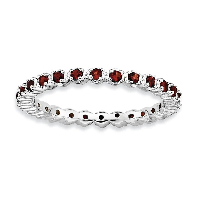 Flash Deals On Fine Jewelry – Shop Before It's Gone 2.25mm Sterling Silver and Garnet Prong Set Stackable Band Flash Deals On Fine Jewelry – Shop Before It's Gone 2.25mm Sterling Silver and Garnet Prong Set Stackable Band