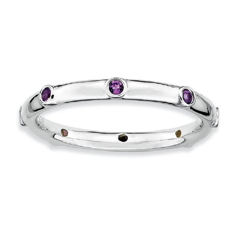 High-End Jewelry, Now More Affordable Than Ever 2.25mm Sterling Silver Stackable Amethyst Accent Band High-End Jewelry, Now More Affordable Than Ever 2.25mm Sterling Silver Stackable Amethyst Accent Band
