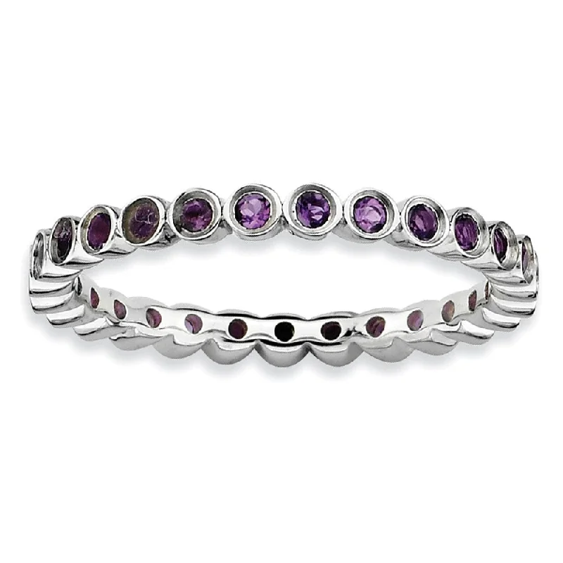 Gorgeous Jewelry, Limited-Time Savings 2.25mm Sterling Silver Stackable Bezel Set Amethyst Band Gorgeous Jewelry, Limited-Time Savings 2.25mm Sterling Silver Stackable Bezel Set Amethyst Band