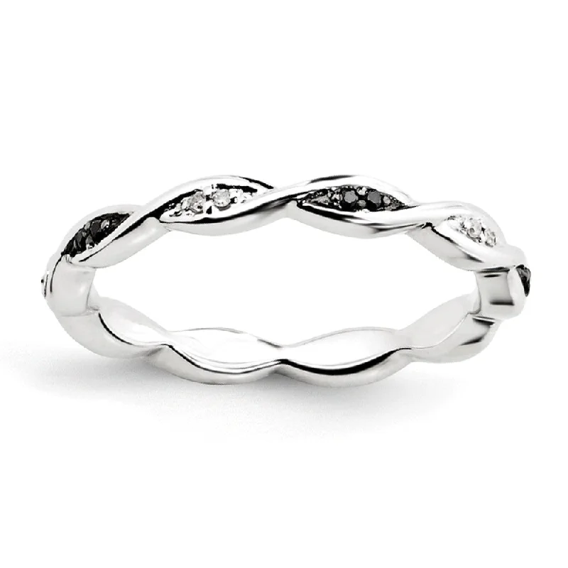 Unbeatable Offers On Luxury And Everyday Jewelry 2.5mm Sterling Silver Stackable 0.06Ctw H-I White & Black Diamond Band Unbeatable Offers On Luxury And Everyday Jewelry 2.5mm Sterling Silver Stackable 0.06Ctw H-I White & Black Diamond Band
