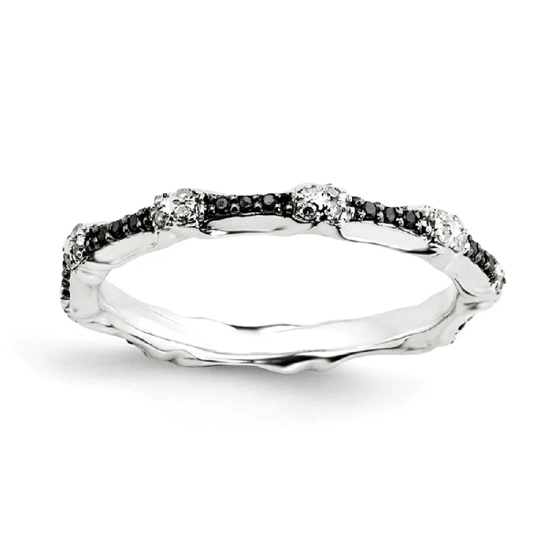 Bold And Beautiful Jewelry Now At Irresistible Prices 2.5mm Sterling Silver Stackable 0.25Ctw H-I White & Black Diamond Band Bold And Beautiful Jewelry Now At Irresistible Prices 2.5mm Sterling Silver Stackable 0.25Ctw H-I White & Black Diamond Band