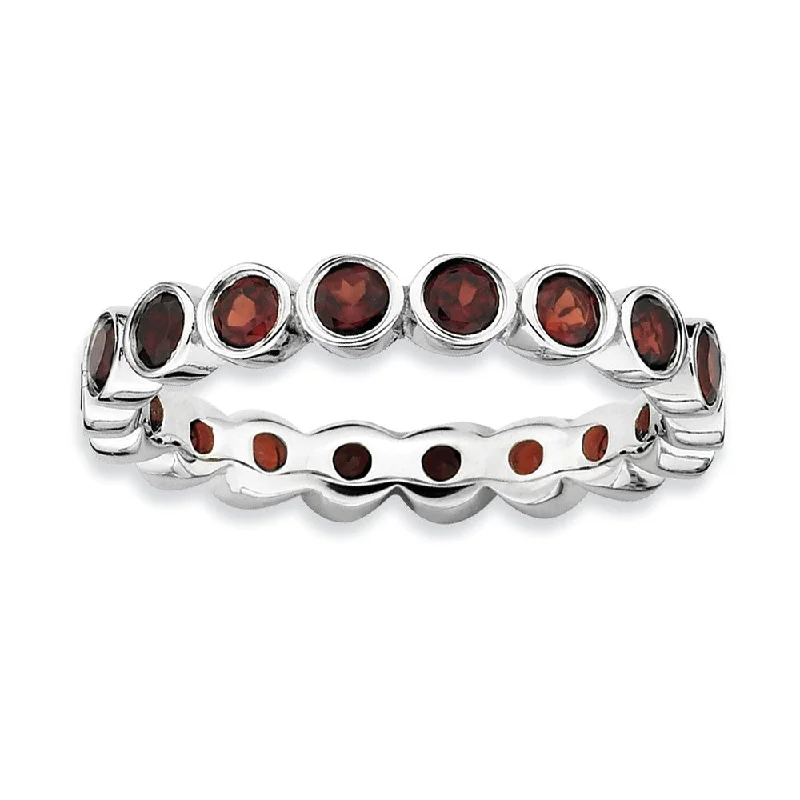 Don't Miss Our Biggest Jewelry Sale Of The Season 3.5mm Sterling Silver and Garnet Bezel Set Stackable Band Don't Miss Our Biggest Jewelry Sale Of The Season 3.5mm Sterling Silver and Garnet Bezel Set Stackable Band