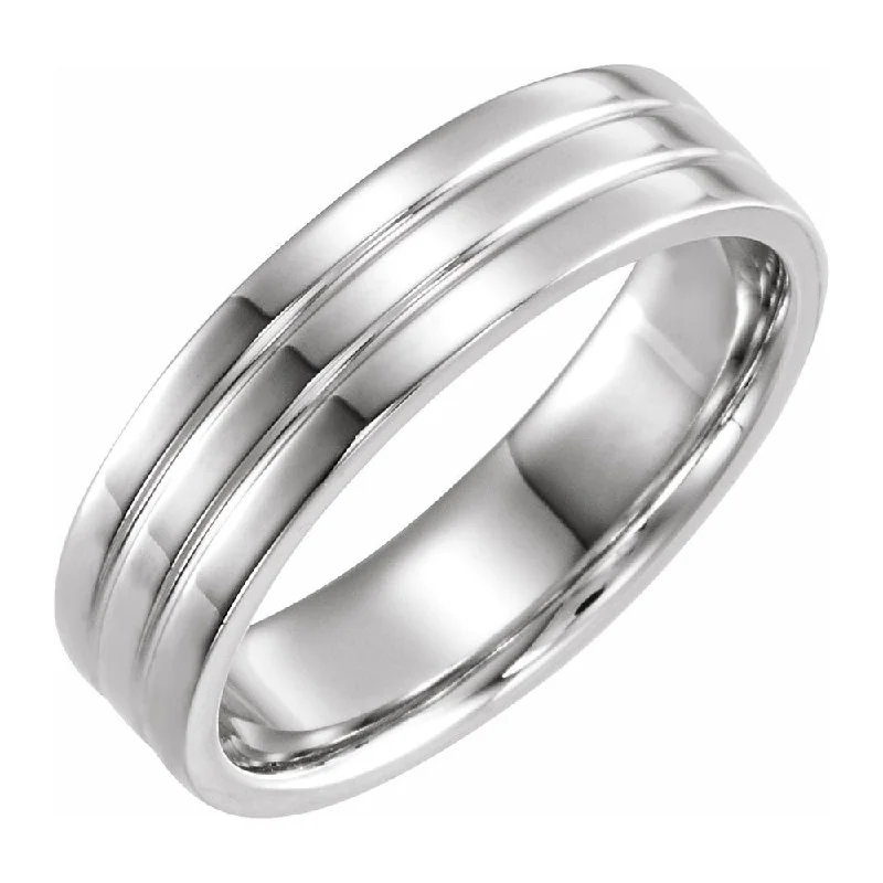 6mm Continuum Sterling Silver Polished Ridged Comfort Fit Band