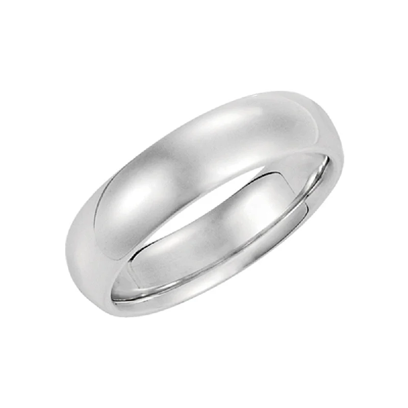 6mm Domed Comfort Fit Wedding Band in 10k White Gold