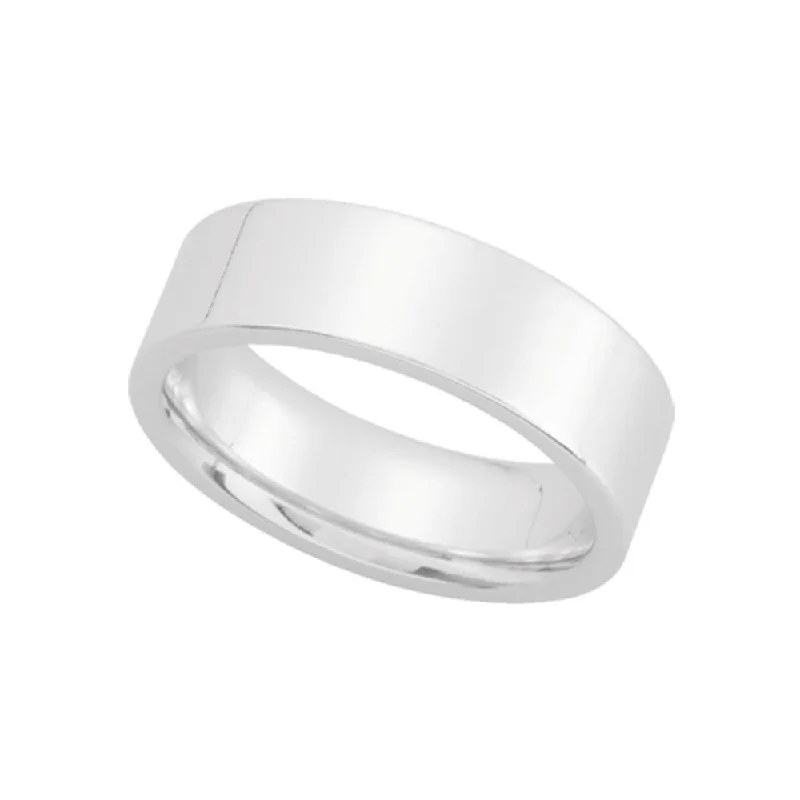 6mm Flat Comfort Fit Wedding Band in 14k White Gold