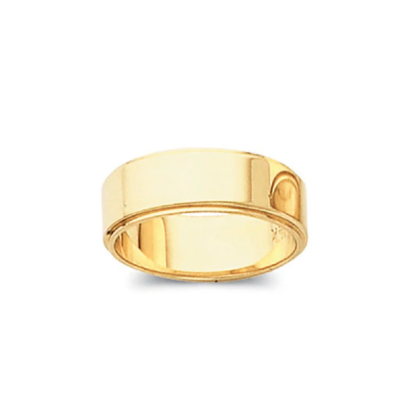 Shop Stylish Jewelry Now And Save Big 6mm Flat Ridged Edge Wedding Band in 14k Yellow Gold