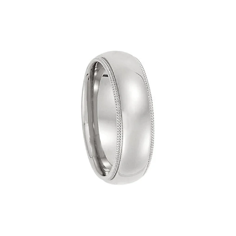 High-End Jewelry, Now More Affordable Than Ever 6mm Light Milgrain Edge Comfort Fit Domed Band in 14k White Gold High-End Jewelry, Now More Affordable Than Ever 6mm Light Milgrain Edge Comfort Fit Domed Band in 14k White Gold
