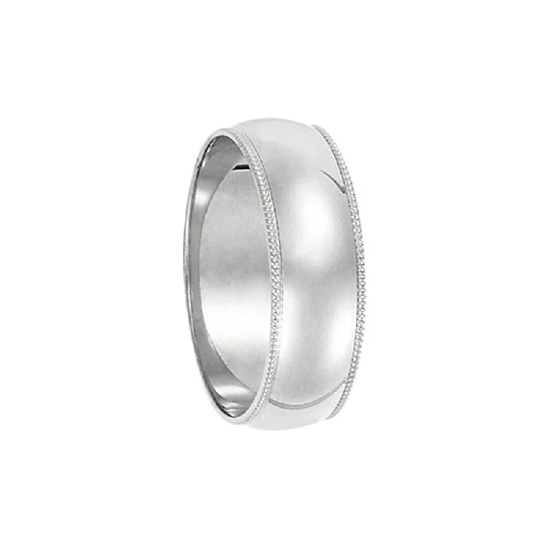The Perfect Jewelry Piece At The Perfect Discount 6mm Milgrain Edge Domed Light Band in 14k White Gold The Perfect Jewelry Piece At The Perfect Discount 6mm Milgrain Edge Domed Light Band in 14k White Gold