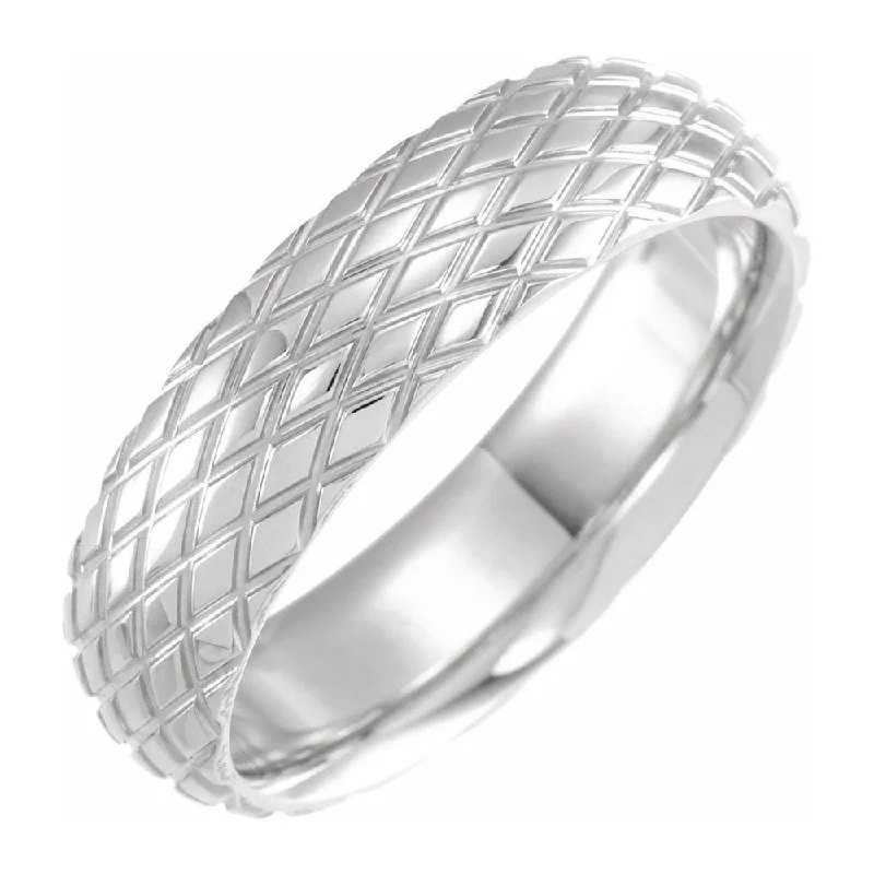 6mm Continuum Sterling Silver Crisscross Patterned Comfort Fit Band