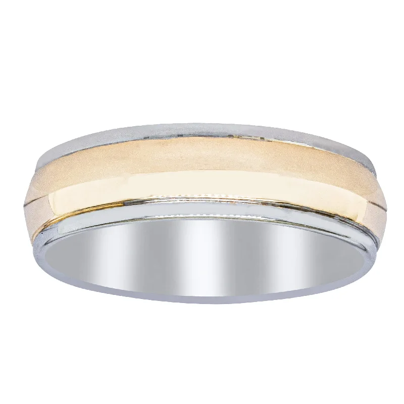 Your Perfect Accessory At The Perfect Price 9ct White & Yellow Gold 6mm Patterned Band Your Perfect Accessory At The Perfect Price 9ct White & Yellow Gold 6mm Patterned Band
