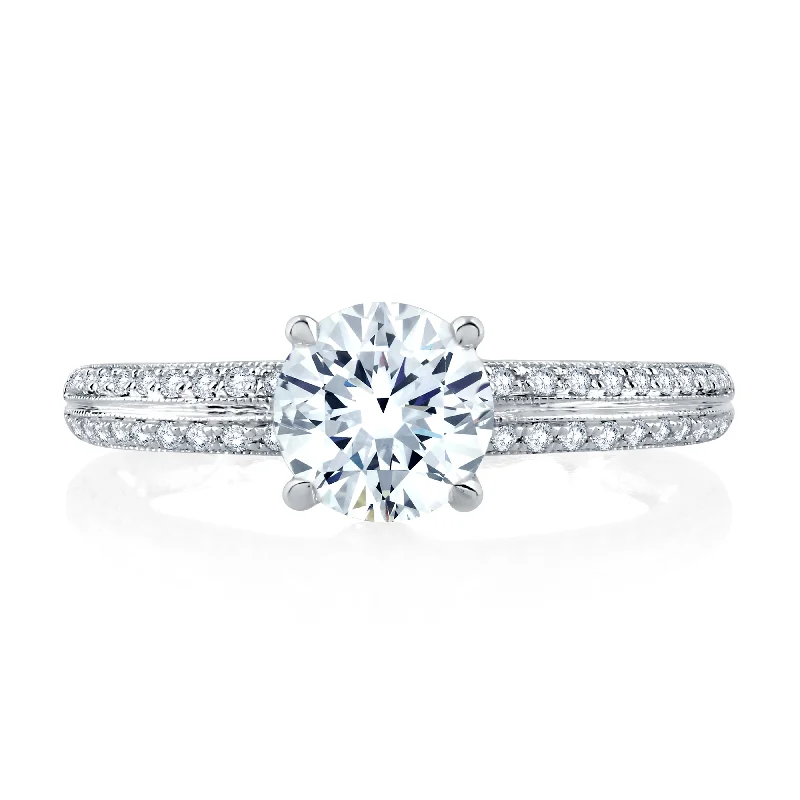 Modern Jewelry At Exclusive Discounts – Shop Today A.Jaffe Modern Vintage Two Row Diamond Quilted Engagement Ring ME2294Q/125 Modern Jewelry At Exclusive Discounts – Shop Today A.Jaffe Modern Vintage Two Row Diamond Quilted Engagement Ring ME2294Q/125