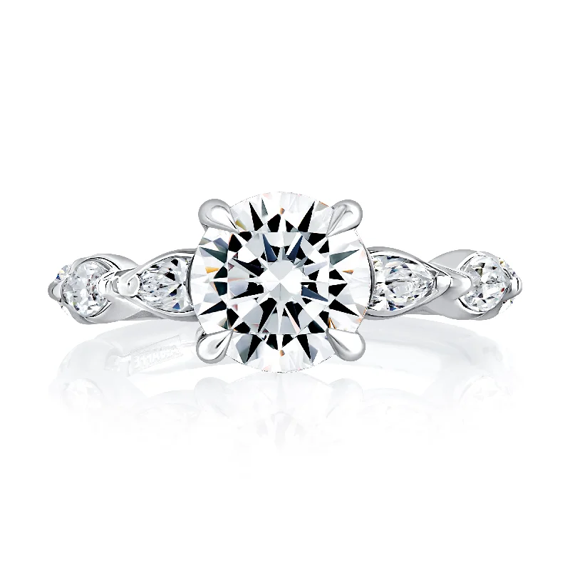 A.Jaffe Round Center with Marquise Diamond Accent Engagement Ring MECRD2785/290