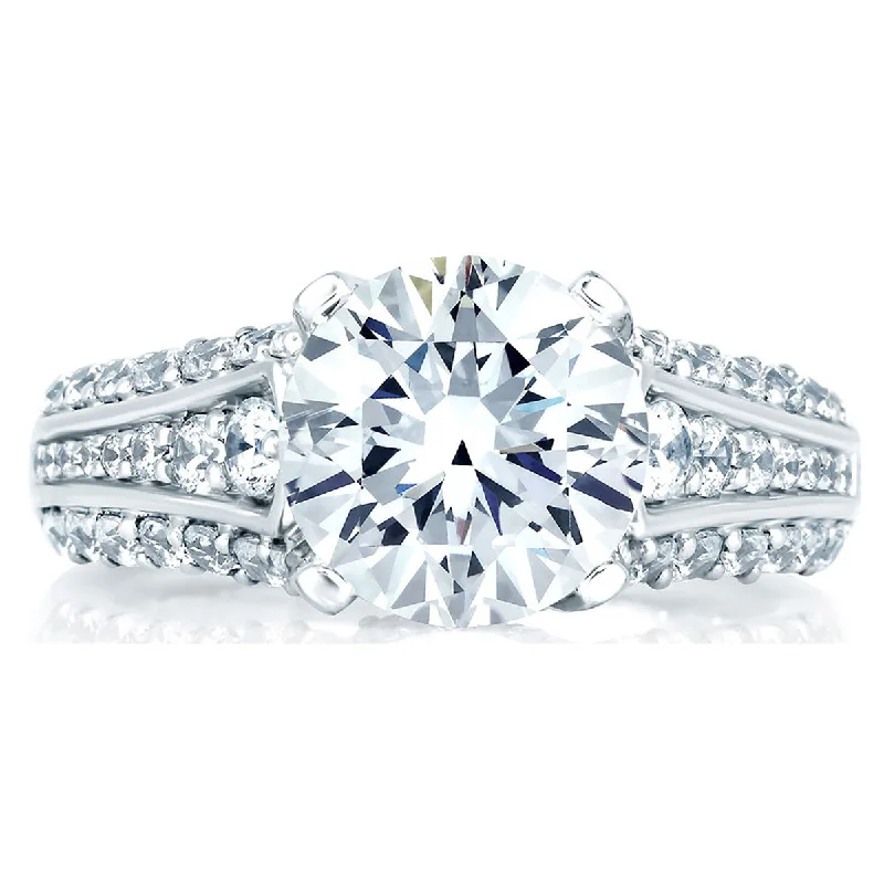 The Perfect Jewelry Piece At The Perfect Price A.Jaffe Three Row Designer Studded Prong Engagement Ring MES267/405 The Perfect Jewelry Piece At The Perfect Price A.Jaffe Three Row Designer Studded Prong Engagement Ring MES267/405