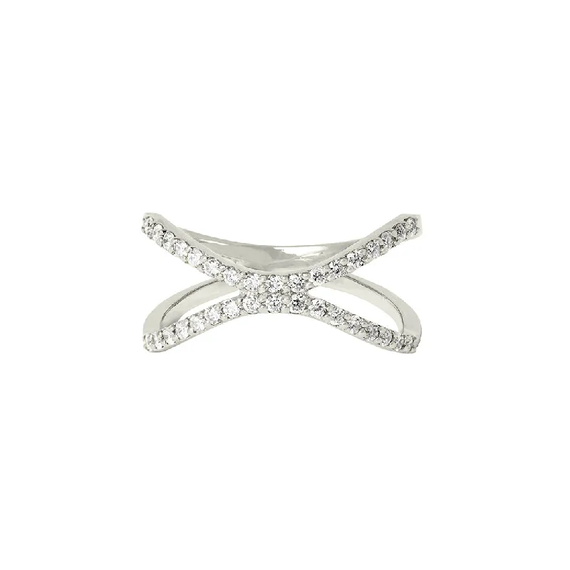 Letter X 18K Whitegold Ring w. Diamonds