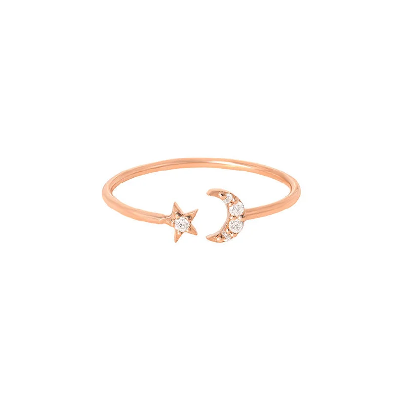 Moonlight, you're my starlight 18K Rosegold Ring w. Diamonds