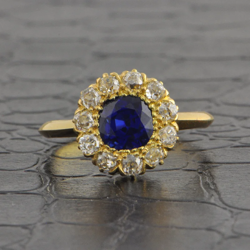 The Ultimate Jewelry Sale – Exclusive Styles At Great Prices Antique Edwardian Sapphire and Old Mine Cut Diamond Cluster Ring in 18k Yellow Gold The Ultimate Jewelry Sale – Exclusive Styles At Great Prices Antique Edwardian Sapphire and Old Mine Cut Diamond Cluster Ring in 18k Yellow Gold