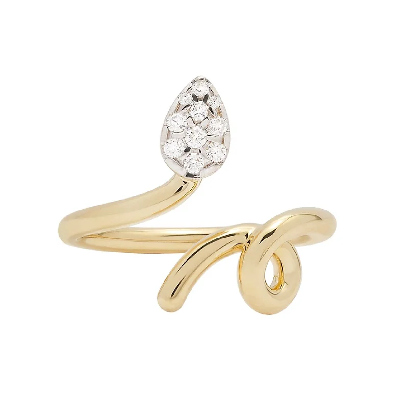 Customized Silver Jewelry For Unique Style Baby Vine Pave 9K Gold Ring w. Diamonds 13ct