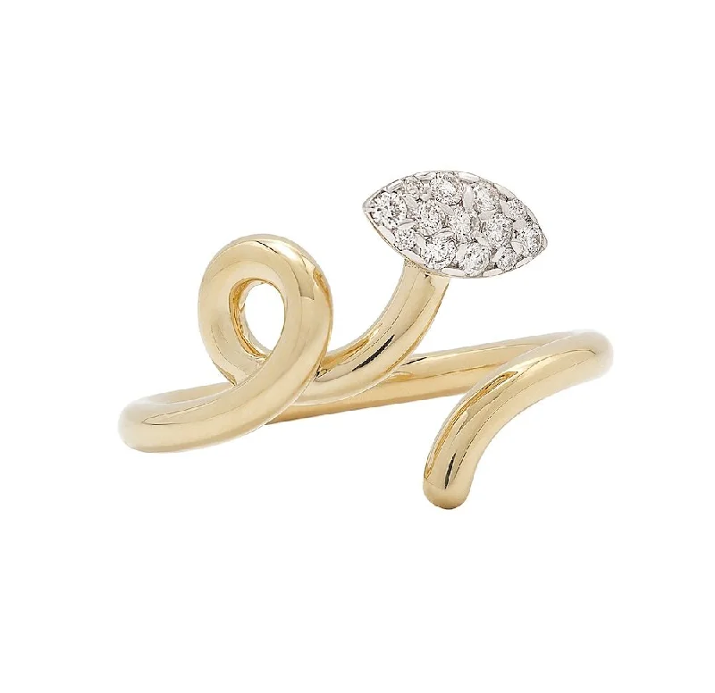 Handmade Pearl Jewelry For Timeless Elegance Baby Vine Pave 9K Gold Ring w. Diamonds 16ct Handmade Pearl Jewelry For Timeless Elegance Baby Vine Pave 9K Gold Ring w. Diamonds 16ct
