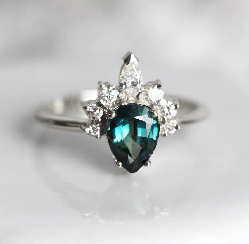 Personalized Engraved Jewelry For Meaningful Gifts Annika Pear Sapphire Diamond Ring Personalized Engraved Jewelry For Meaningful Gifts Annika Pear Sapphire Diamond Ring