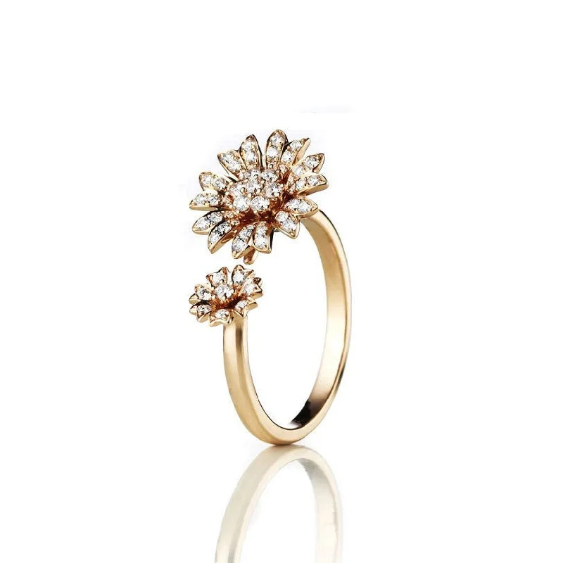 Shop Modern Jewelry Collections With Exclusive Discounts Small Flower 18K Gold, Rosegold or Whitegold Ring w. Diamonds Shop Modern Jewelry Collections With Exclusive Discounts Small Flower 18K Gold, Rosegold or Whitegold Ring w. Diamonds