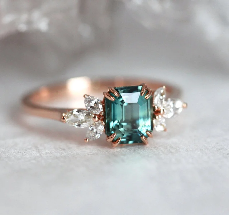 High-Quality Jewelry At A Fraction Of The Cost Ava Teal Sapphire Diamond Ring