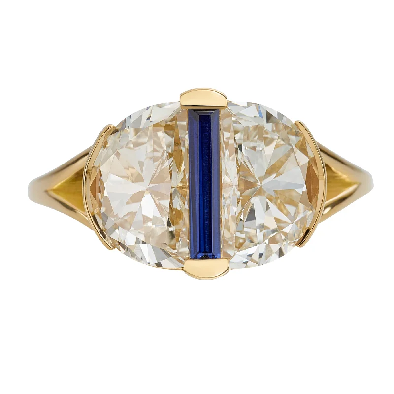 Your Perfect Accessory At The Perfect Price Engagement Ring with Lab Grown Half Moon Diamonds and Sapphire Your Perfect Accessory At The Perfect Price Engagement Ring with Lab Grown Half Moon Diamonds and Sapphire