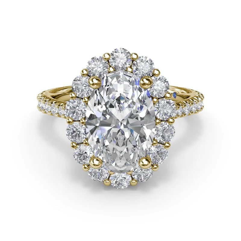 Floral Halo Diamond Engagement Ring