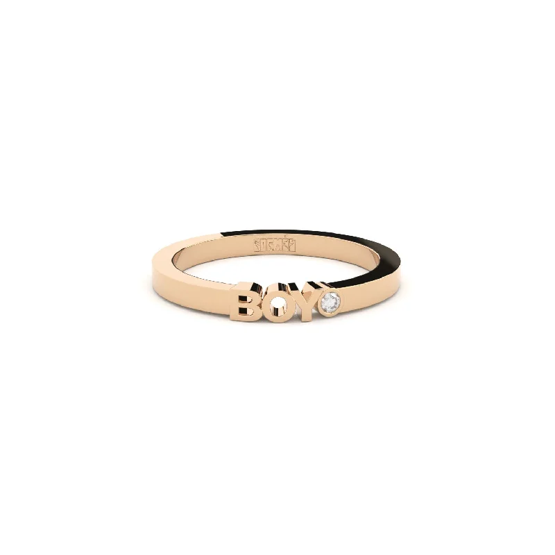 Becoming Boy 14K or 18K Rosegold Ring w. Lab-Grown Diamond