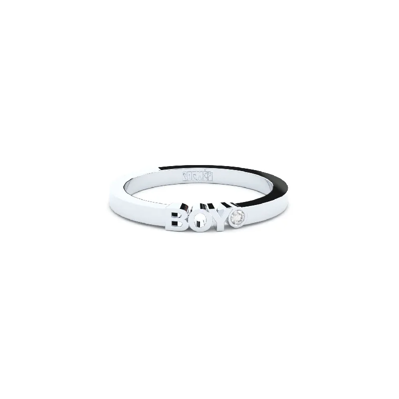 Becoming Boy 14K or 18K Whitegold Ring w. Lab-Grown Diamond