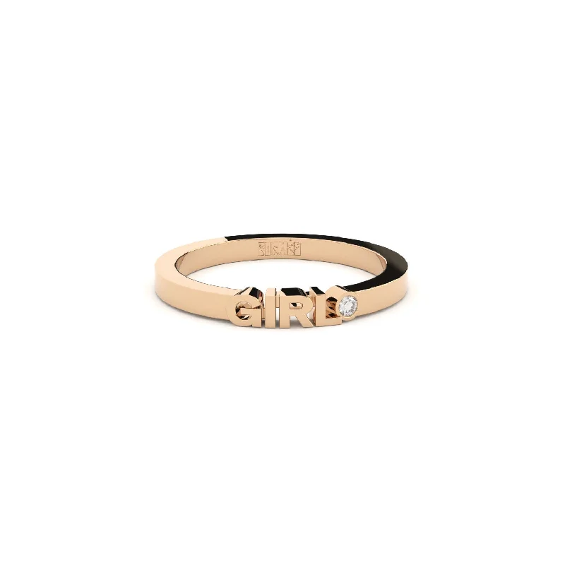 Becoming Girl 14K or 18K Rosegold Ring w. Lab-Grown Diamond