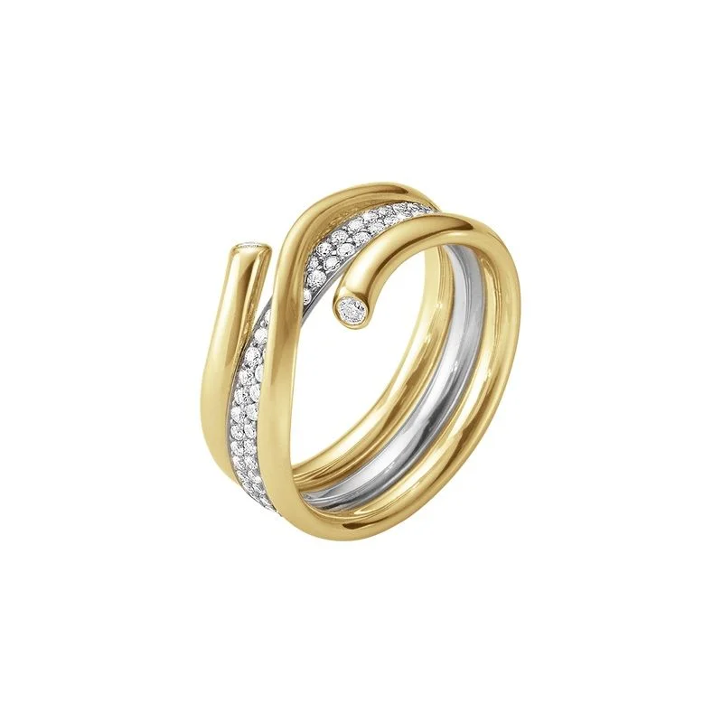 Magic Combination 18K Gold & White Gold Ring w. Pavé Diamonds