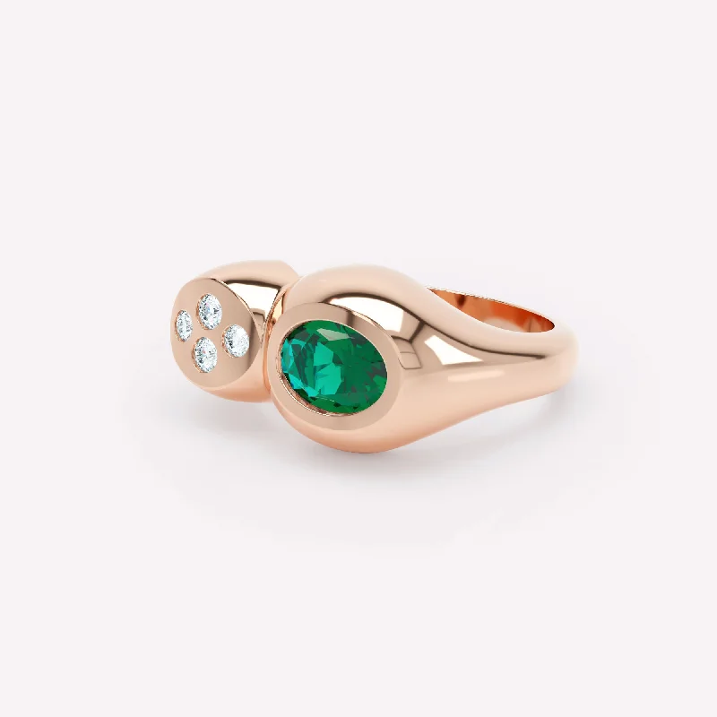 Dazzling Deals On Necklaces, Bracelets, And More Curve Duo 18K Rosegold Ring w. Emerald & Diamonds Dazzling Deals On Necklaces, Bracelets, And More Curve Duo 18K Rosegold Ring w. Emerald & Diamonds