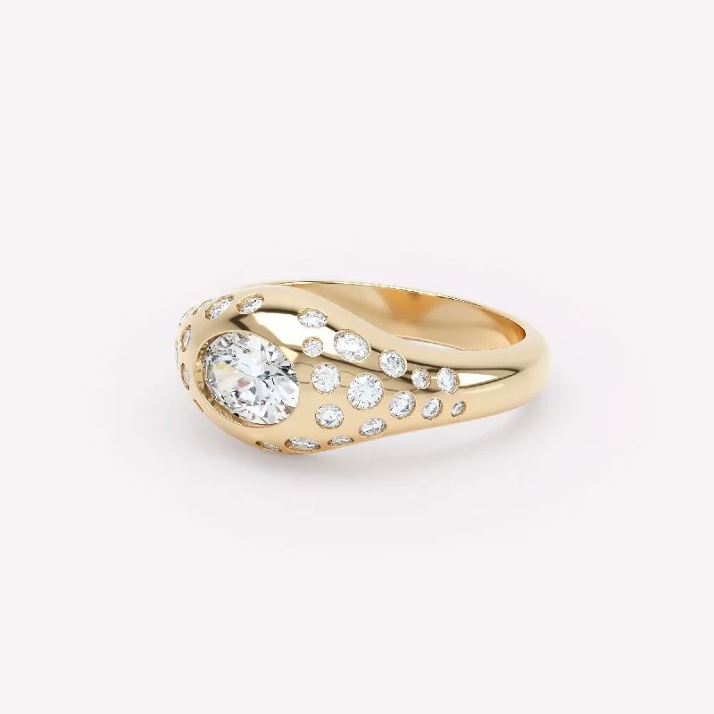 Must-Have Jewelry At Irresistible Discounts Curve Scattered Signet 18K Gold Ring w. Diamonds Must-Have Jewelry At Irresistible Discounts Curve Scattered Signet 18K Gold Ring w. Diamonds