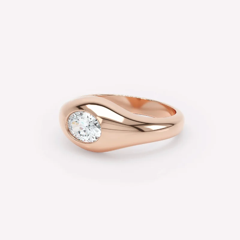 Beautiful Jewelry, Breathtaking Discounts – Hurry In Curve Signet 18K Rosegold Ring w. Diamond Beautiful Jewelry, Breathtaking Discounts – Hurry In Curve Signet 18K Rosegold Ring w. Diamond