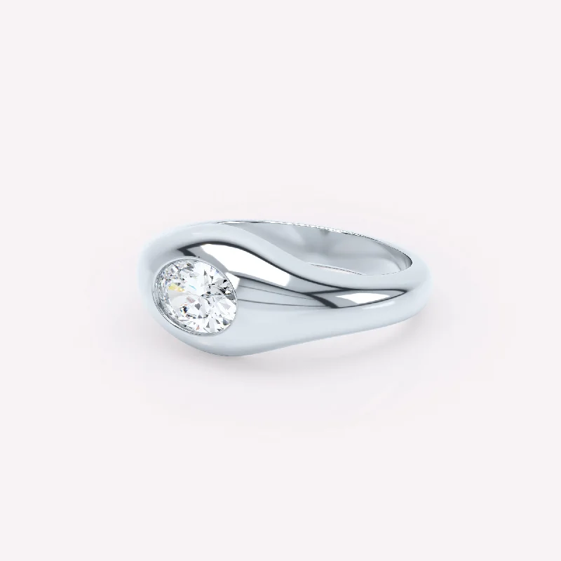 Timeless Jewelry, Timeless Savings – Don't Wait Curve Signet 18K Whitegold Ring w. Diamond Timeless Jewelry, Timeless Savings – Don't Wait Curve Signet 18K Whitegold Ring w. Diamond
